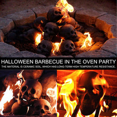 Fire Skull - Decorative Fire Burning Dark Gray Skull Garden Ornament