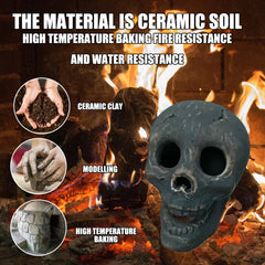 Fire Skull - Decorative Fire Burning Dark Gray Skull Garden Ornament