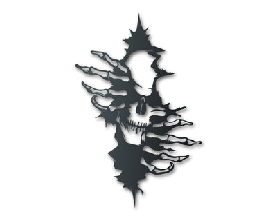 Skull in the Wall Metal Art | Indoor Outdoor | Up to 36