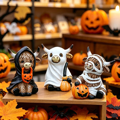 Halloween Highland Cow Figurine