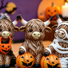 Halloween Highland Cow Figurine