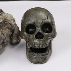 Fire Skull - Decorative Fire Burning Dark Gray Skull Garden Ornament