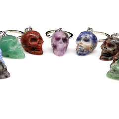 Mixed Gemstone Skull Keychains (1 Inch) (10 Pieces)