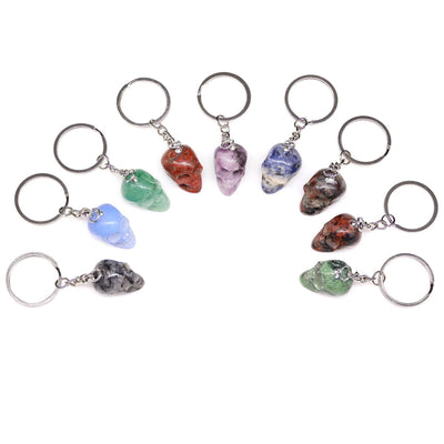 Mixed Gemstone Skull Keychains (1 Inch) (10 Pieces)