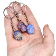 Mixed Gemstone Skull Keychains (1 Inch) (10 Pieces)